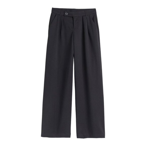H&M Pants - H&M DIVIDED Dress Pants Black Wide Leg Pleated Women's 4 Relaxed Casual Mid Rise